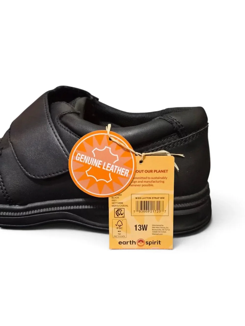 Earth Spirit Layton Leather Shoes Men's Size 13W Adjustable Strap Closure Black